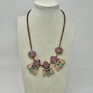 Purple/Multi Floral Chunky Statement Necklace Boho Cottage Y2k